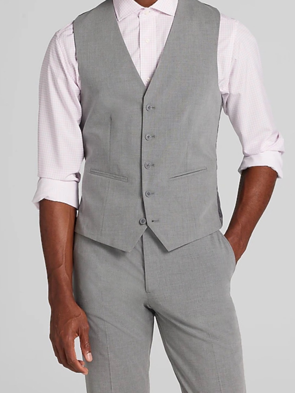 Jos. A. Bank Light Gray Five-Button Dress Vest with Matching Pants
